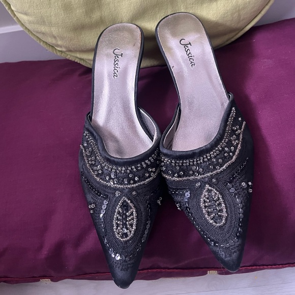 Jessica Black Sequin Women's Mules size 6.5 - Picture 3 of 6